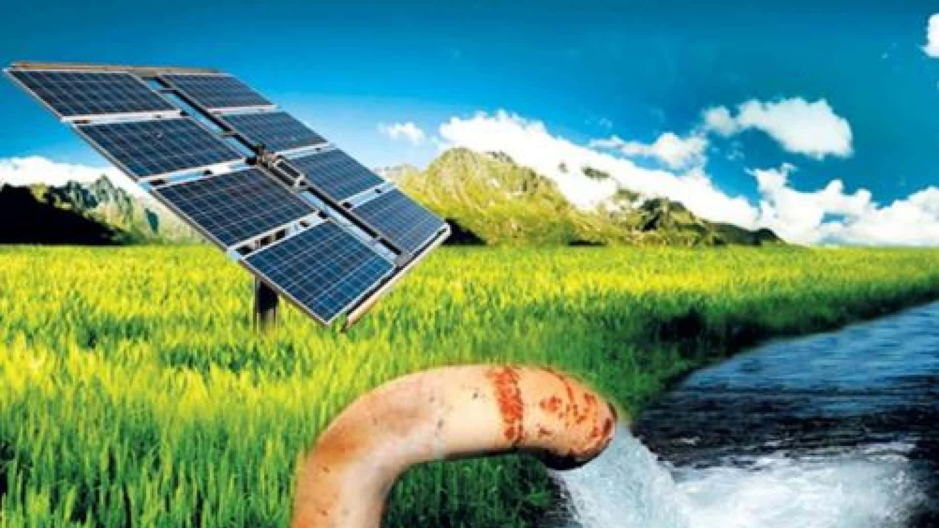 Solar Panel And Rusty Pipe Wallpaper