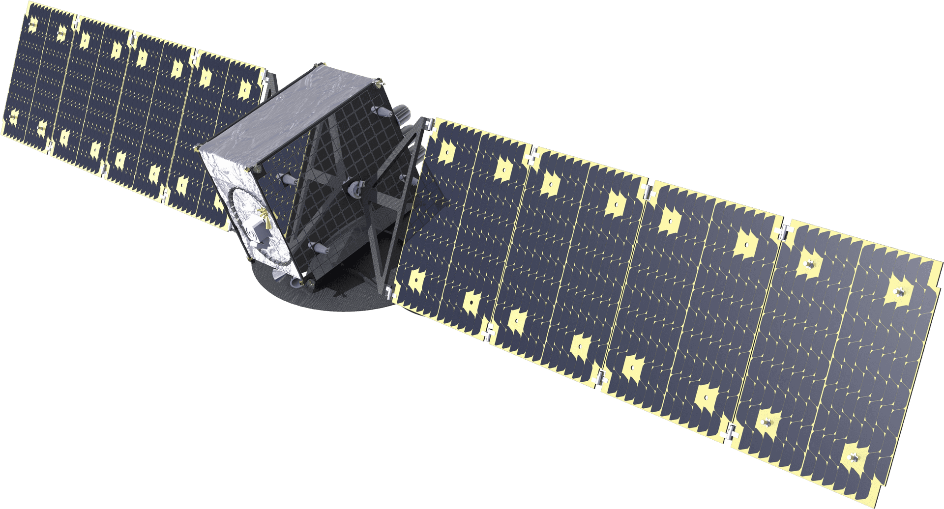 Solar Panel Equipped Satellite Rendering PNG