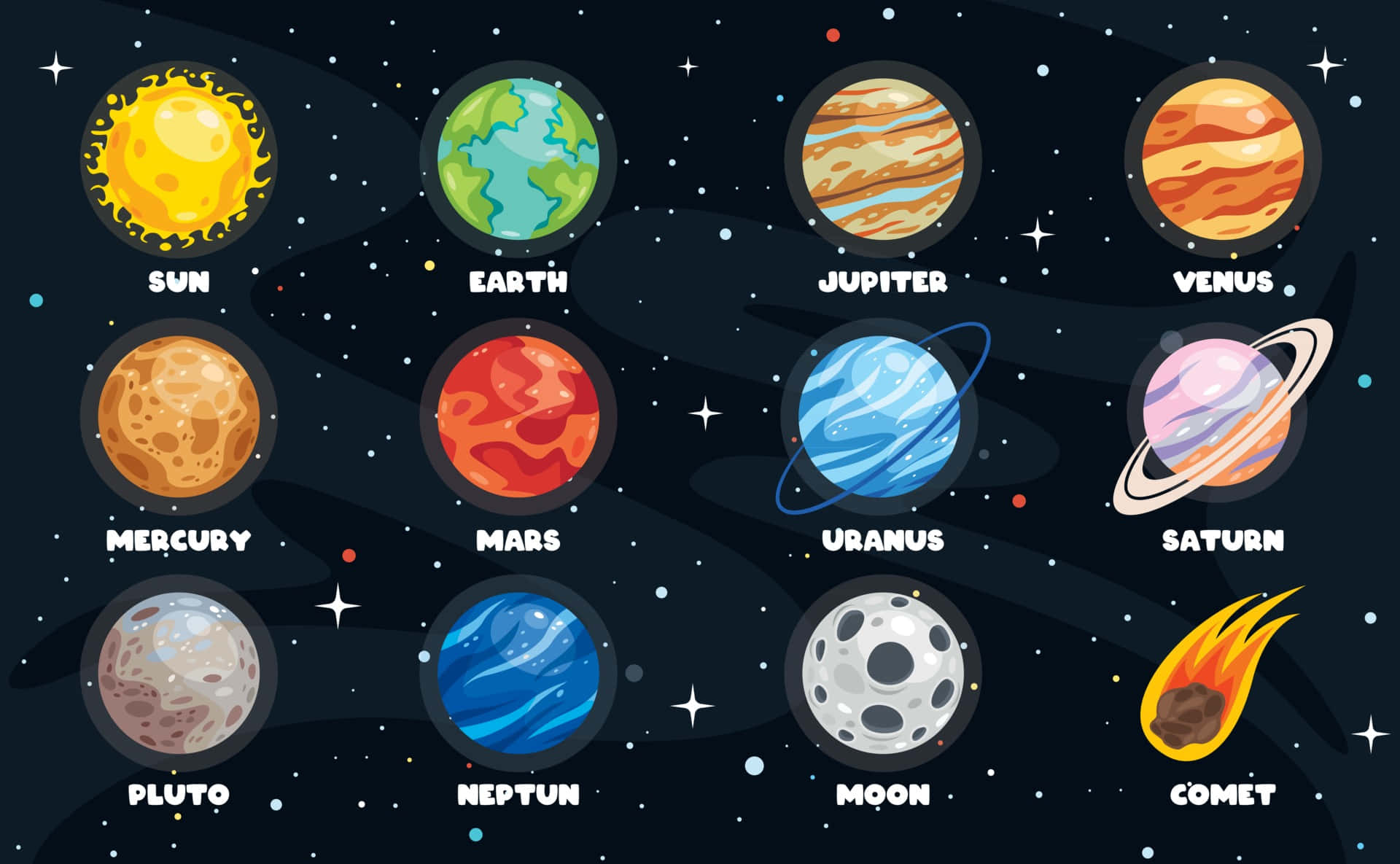 Cartoonbilddes Sonnensystems