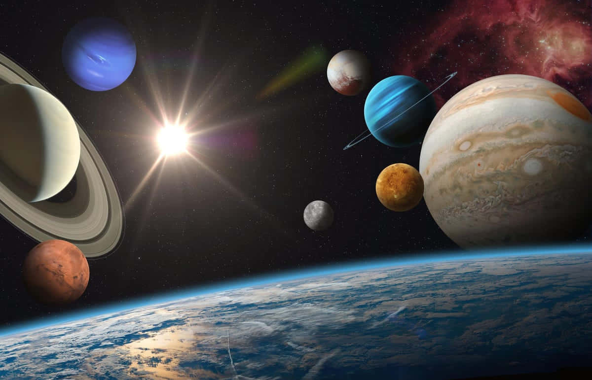 Imagemde Planetas Dispersos No Sistema Solar.