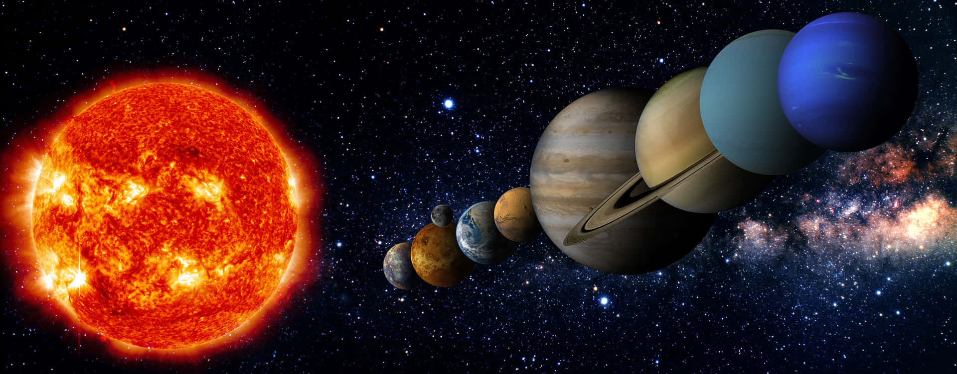 Planeternalinjade Upp Sig I Solsystemet-bilden.