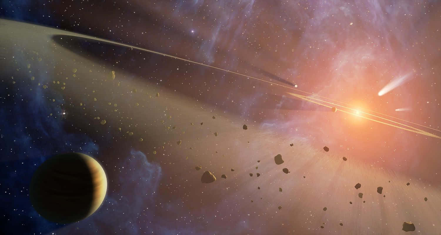 Imagende Asteroides Dispersándose En El Sistema Solar.