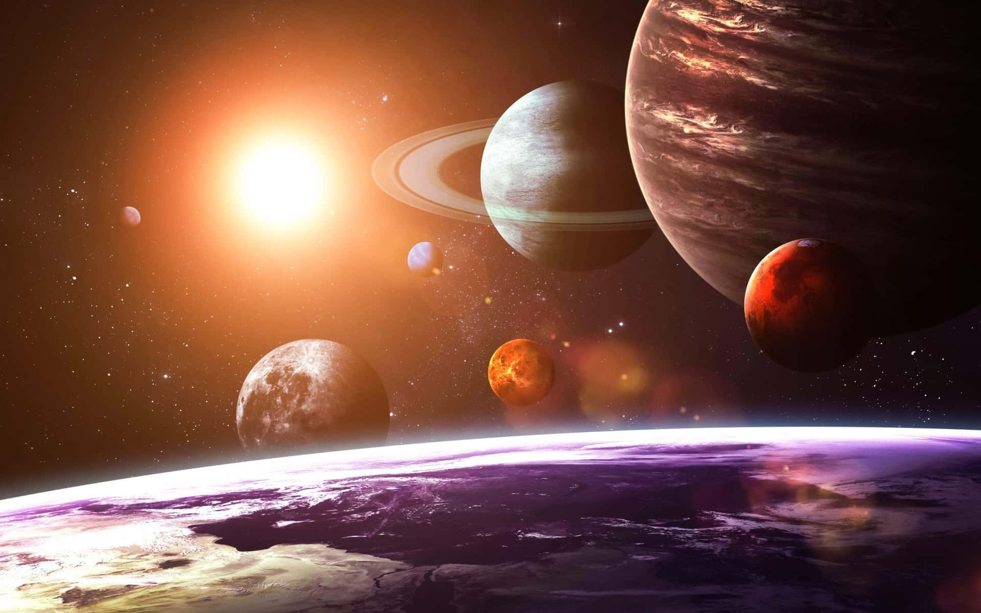 Solar System Planets Above Earth Wallpaper