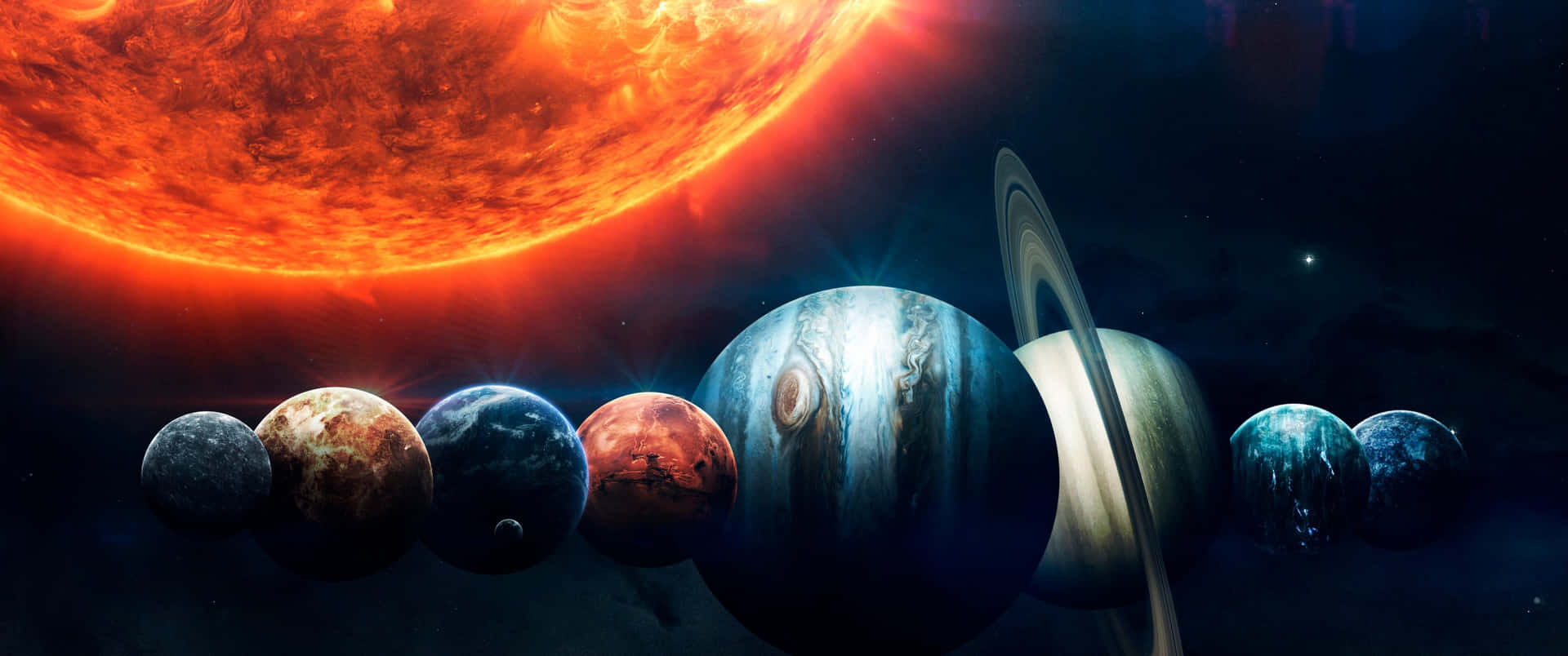 Planeteri Solsystemet Som Vänder Mot Solen. Wallpaper