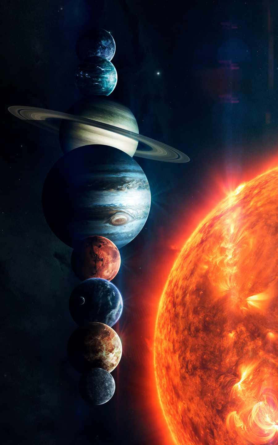 Solsystemetsplaneter I Rad Wallpaper