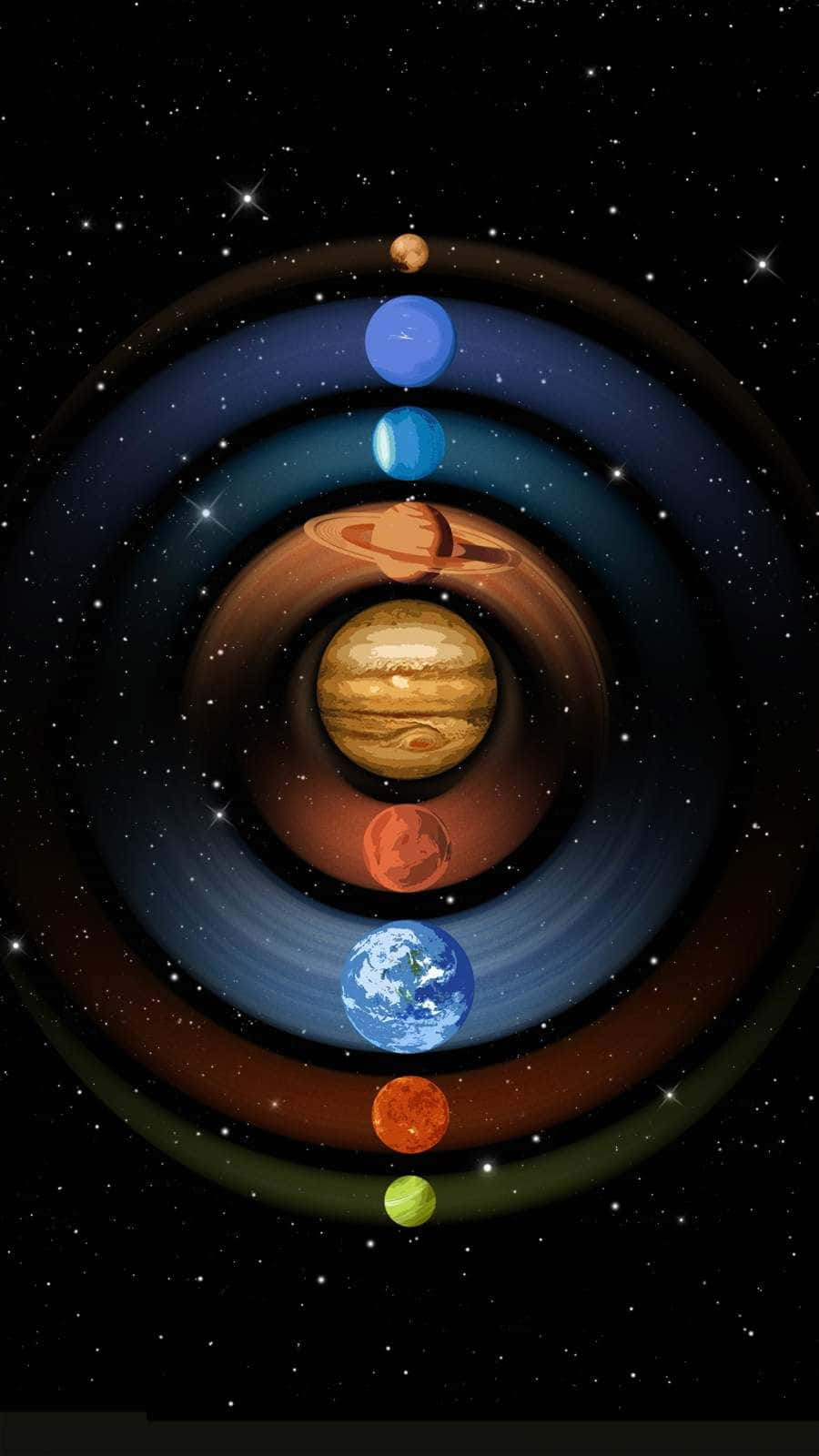 Planetasdel Sistema Solar En Órbita Fondo de pantalla