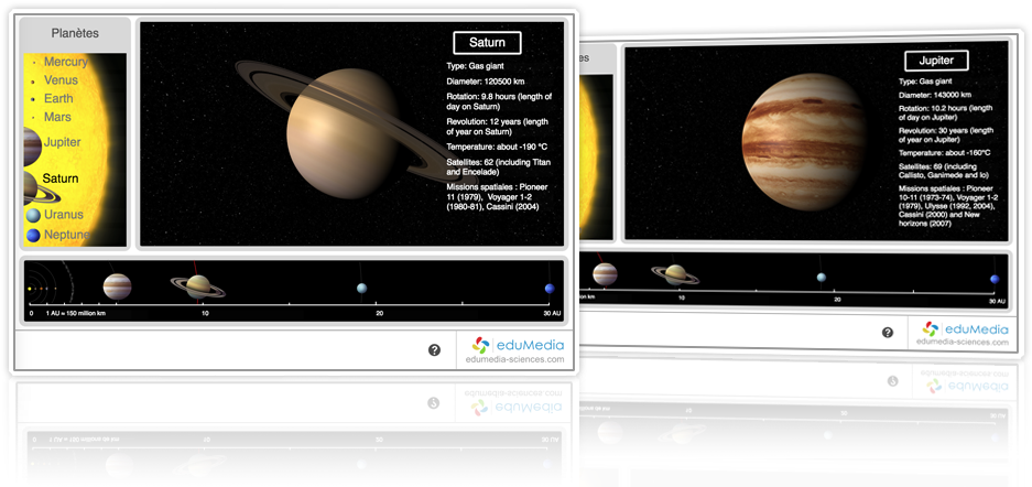 Solar System Planets Saturnand Jupiter Educational Screenshots PNG