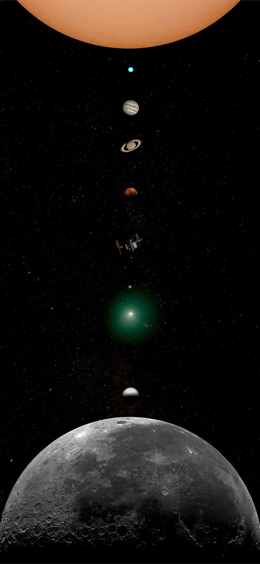 Sistemasolar Con Planetas Y Lunas. Fondo de pantalla