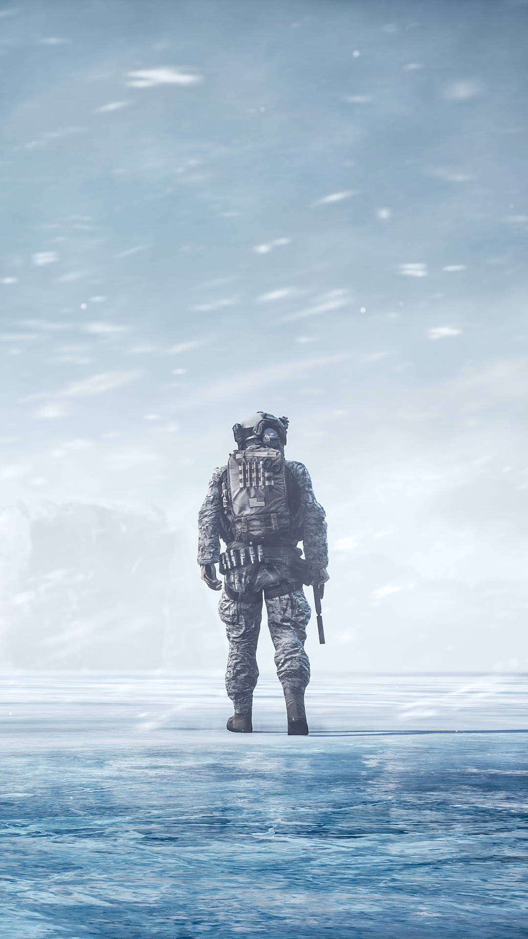 Soldat På Ice Battlefield 4 Telefon Wallpaper