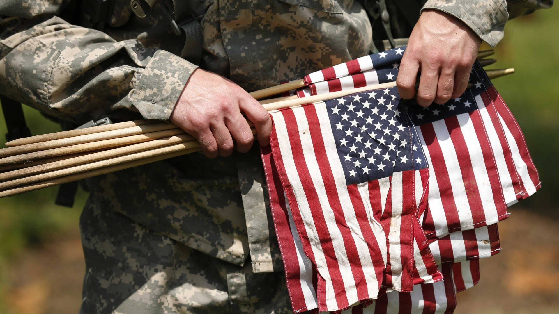 Soldier And American Flag Hd Background