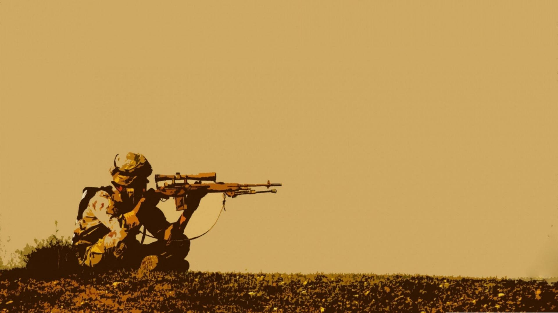 Soldier At Dawn Aiming Sniper Wallpaper