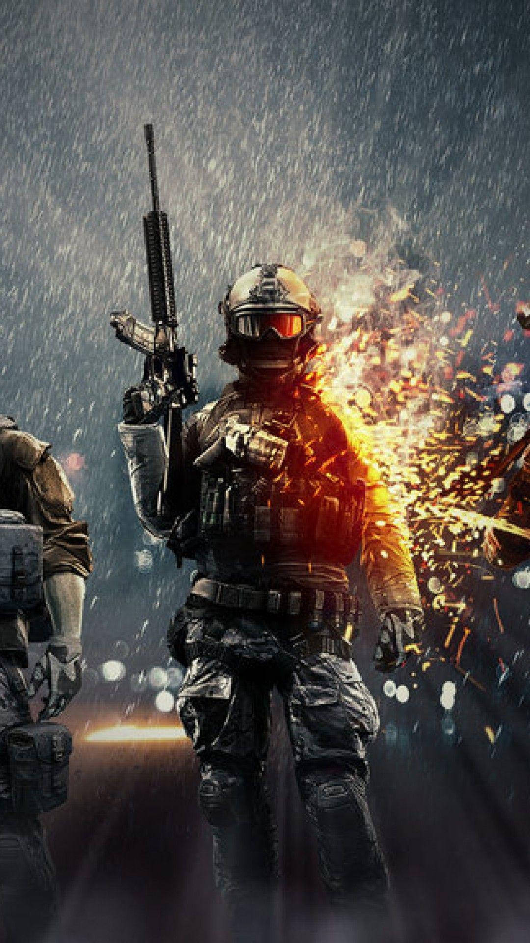 Intense Combat Scene in Battlefield 4 Mobile Game Wallpaper
