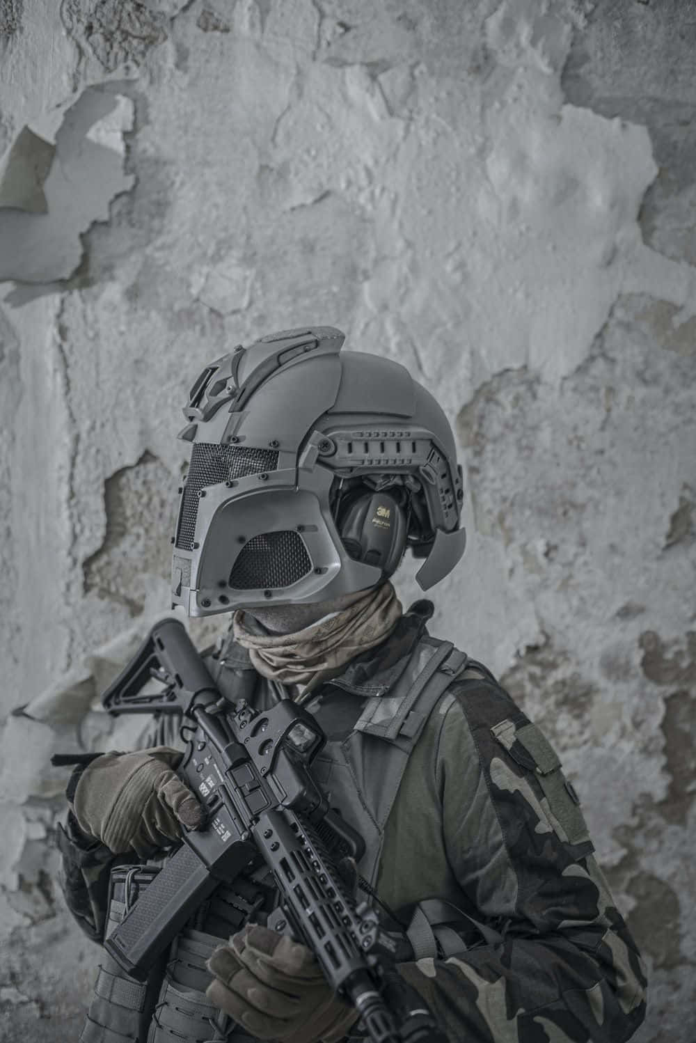 Soldier Uniform Matte Gray Helmet Wallpaper