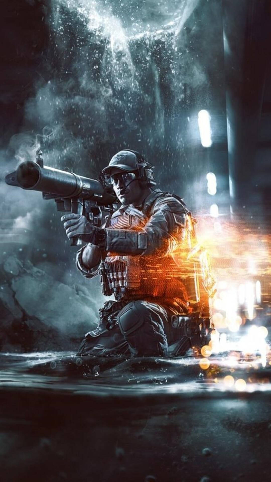 Soldadocon Un Arma Battlefield 4 En El Teléfono. Fondo de pantalla