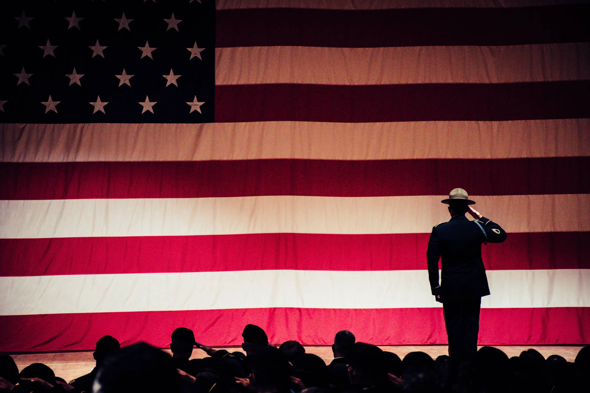 Soldiers Saluting USA Flag Wallpaper