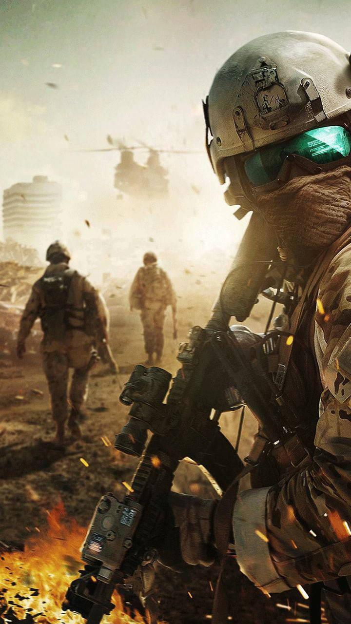Ossoldados Caminhando No Battlefield 4 No Celular. Papel de Parede