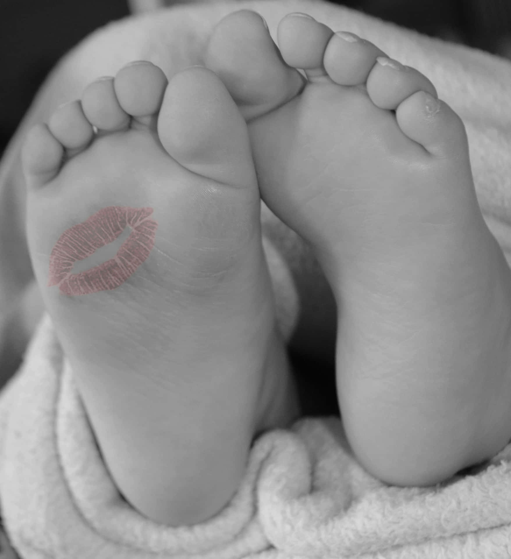 Sole Of Baby With Kiss Mark Wallpaper