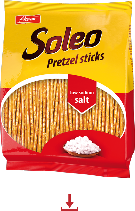 Soleo Pretzel Sticks Low Sodium Salt Package PNG