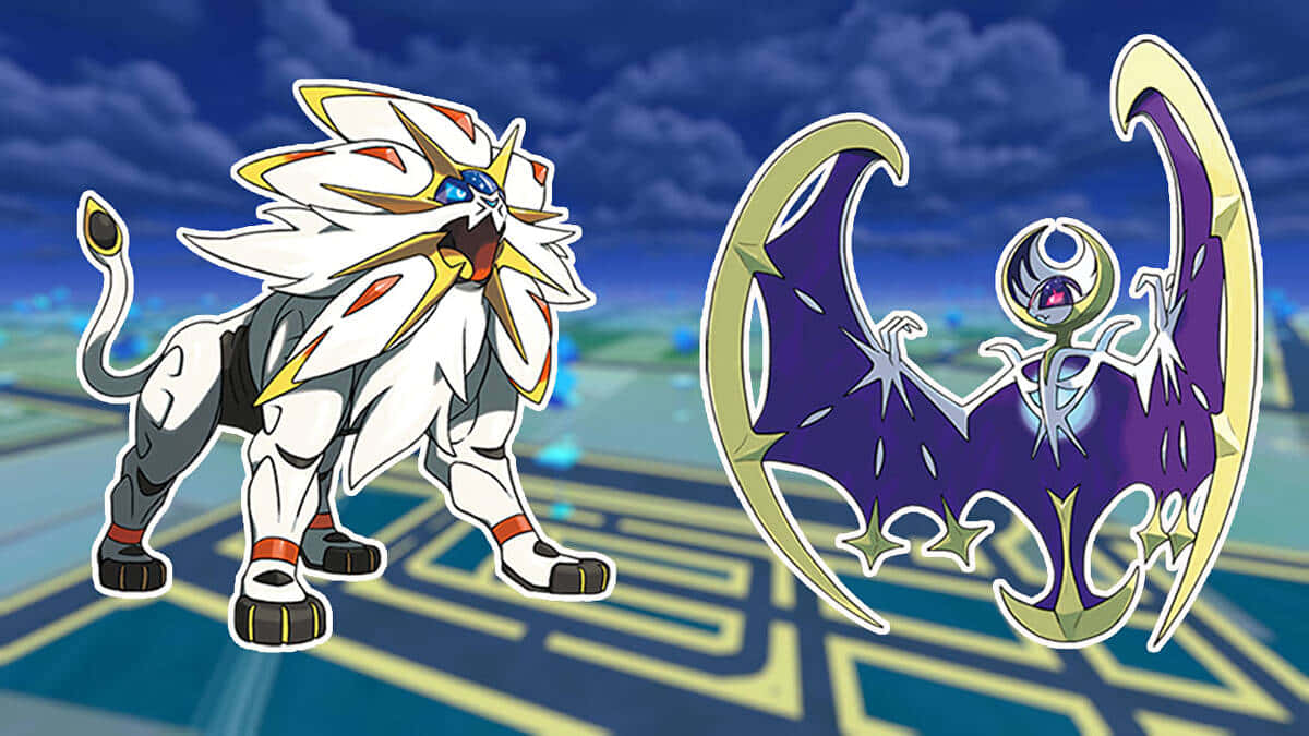 Download Lunala With Solgaleo Comparison Wallpaper