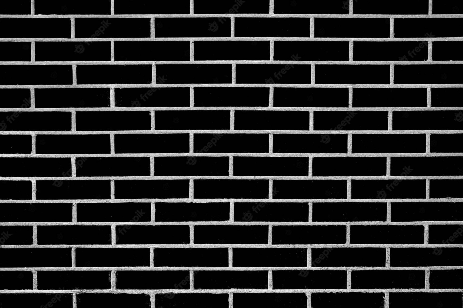 Striking Contrast of Solid Black and White Mortar Brick Texture Wallpaper