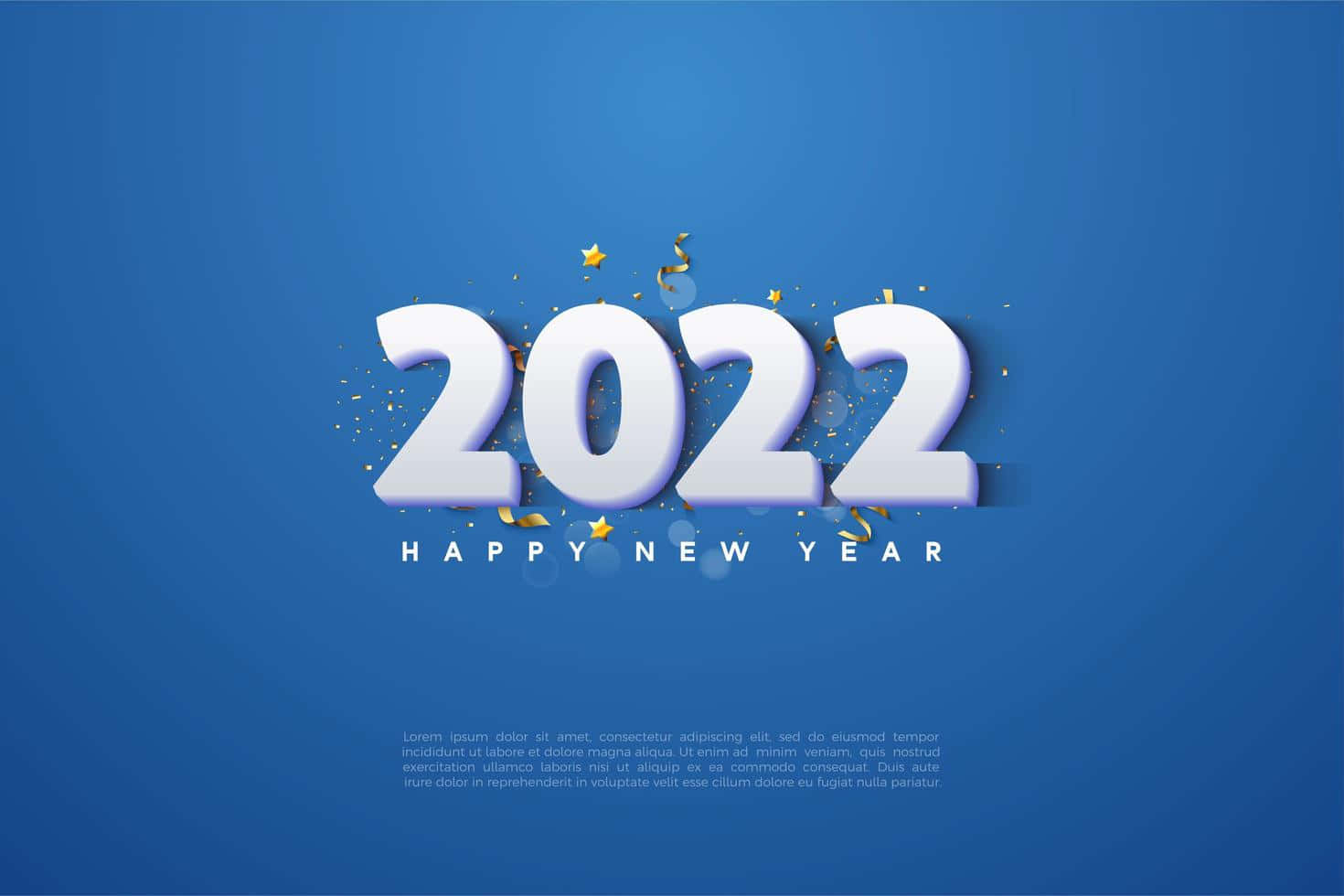 2022 Happy New Year Solid Blue Background