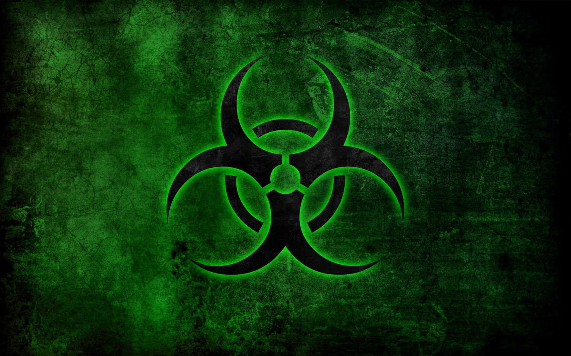 Solid Green Biohazard Logo Background