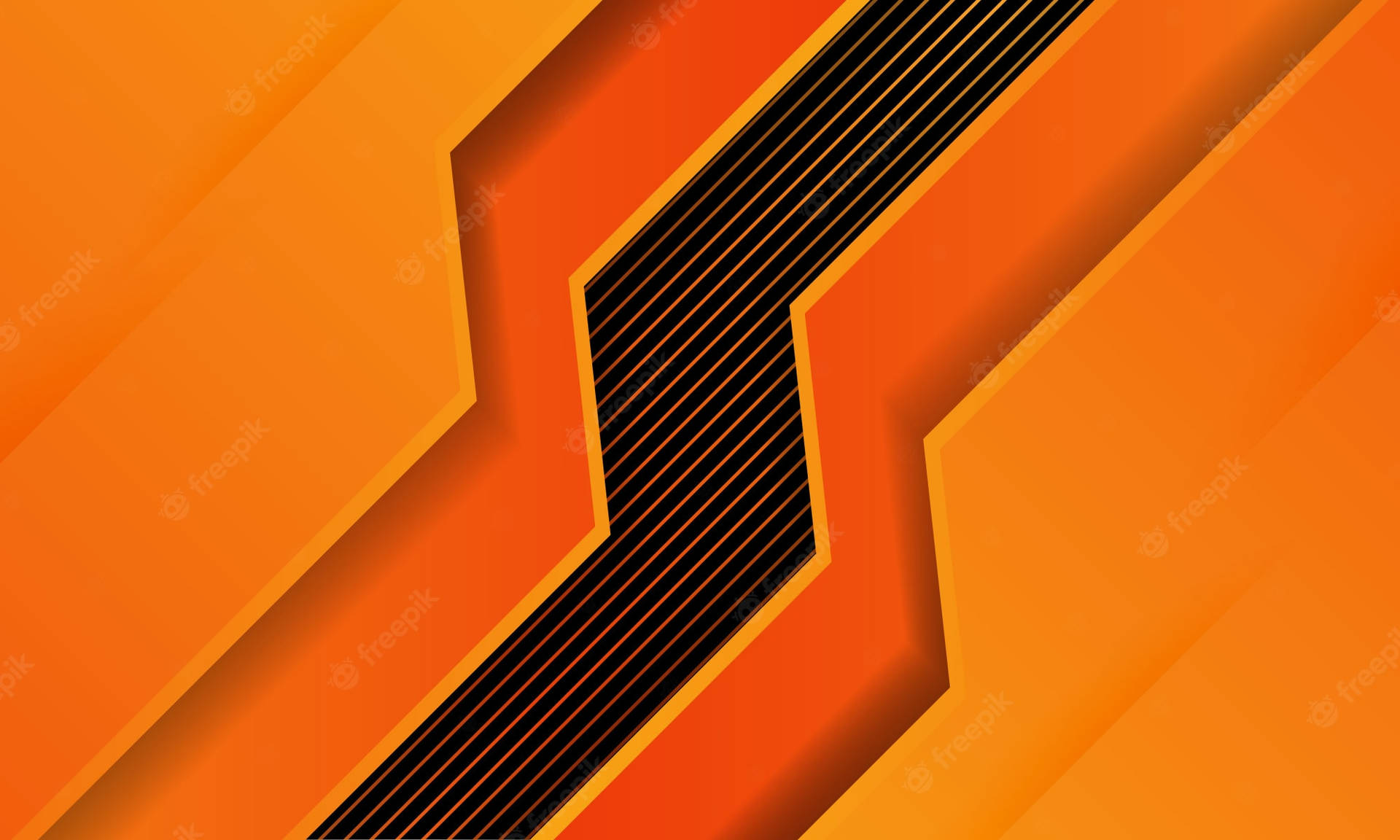 Abstract Orange And Black Striped Background Wallpaper