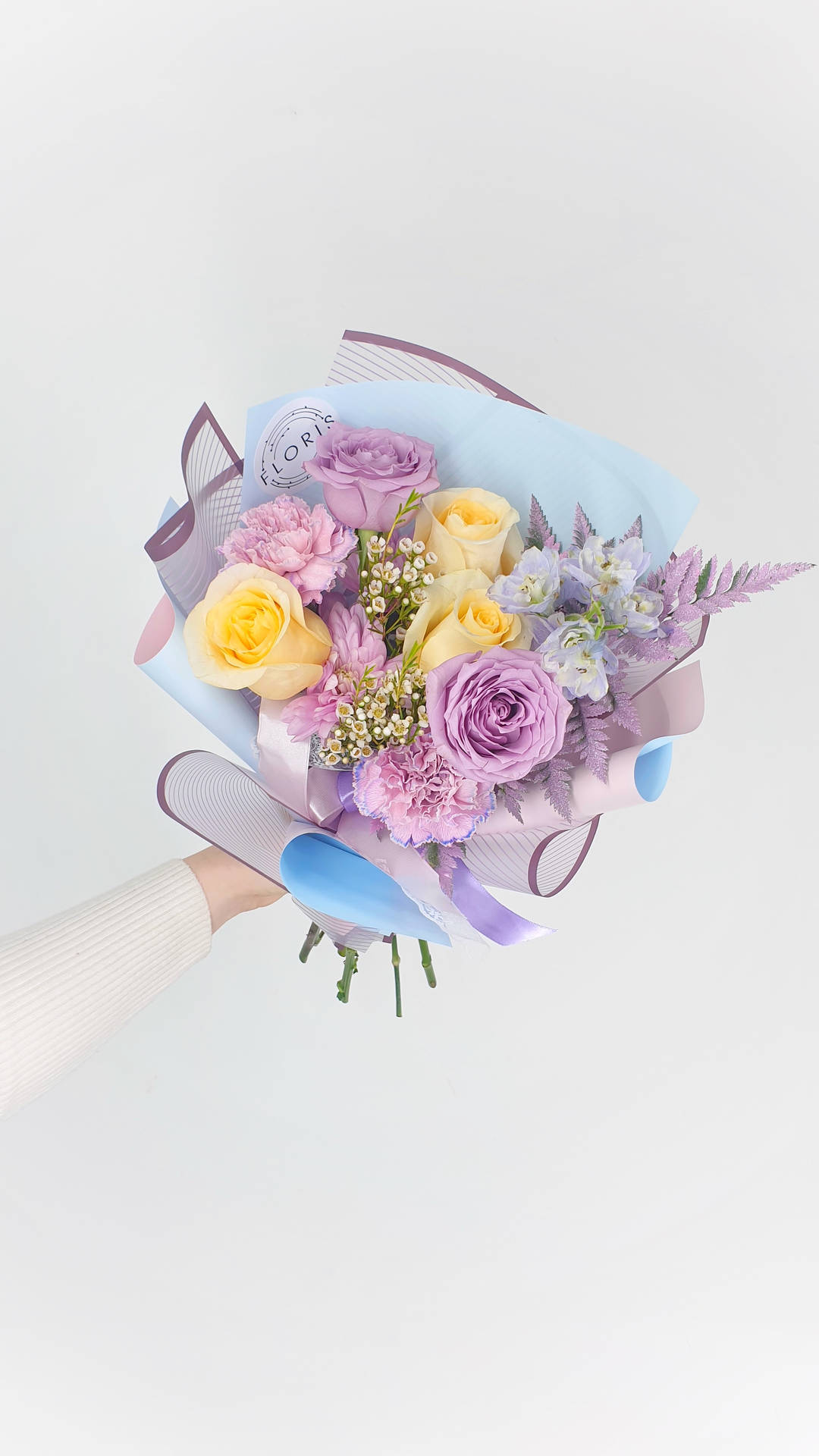 Solid Pastel Color Flower Bouquet Wallpaper