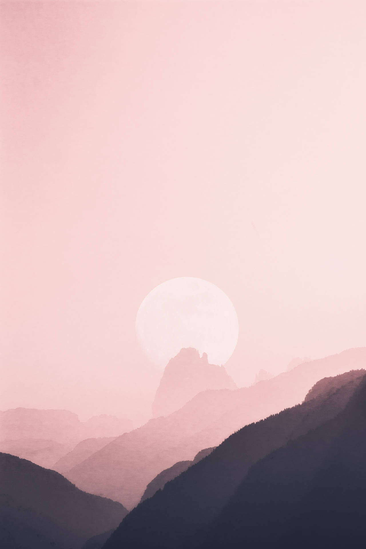 Einfarbigespastellrosa Mit Mond Wallpaper