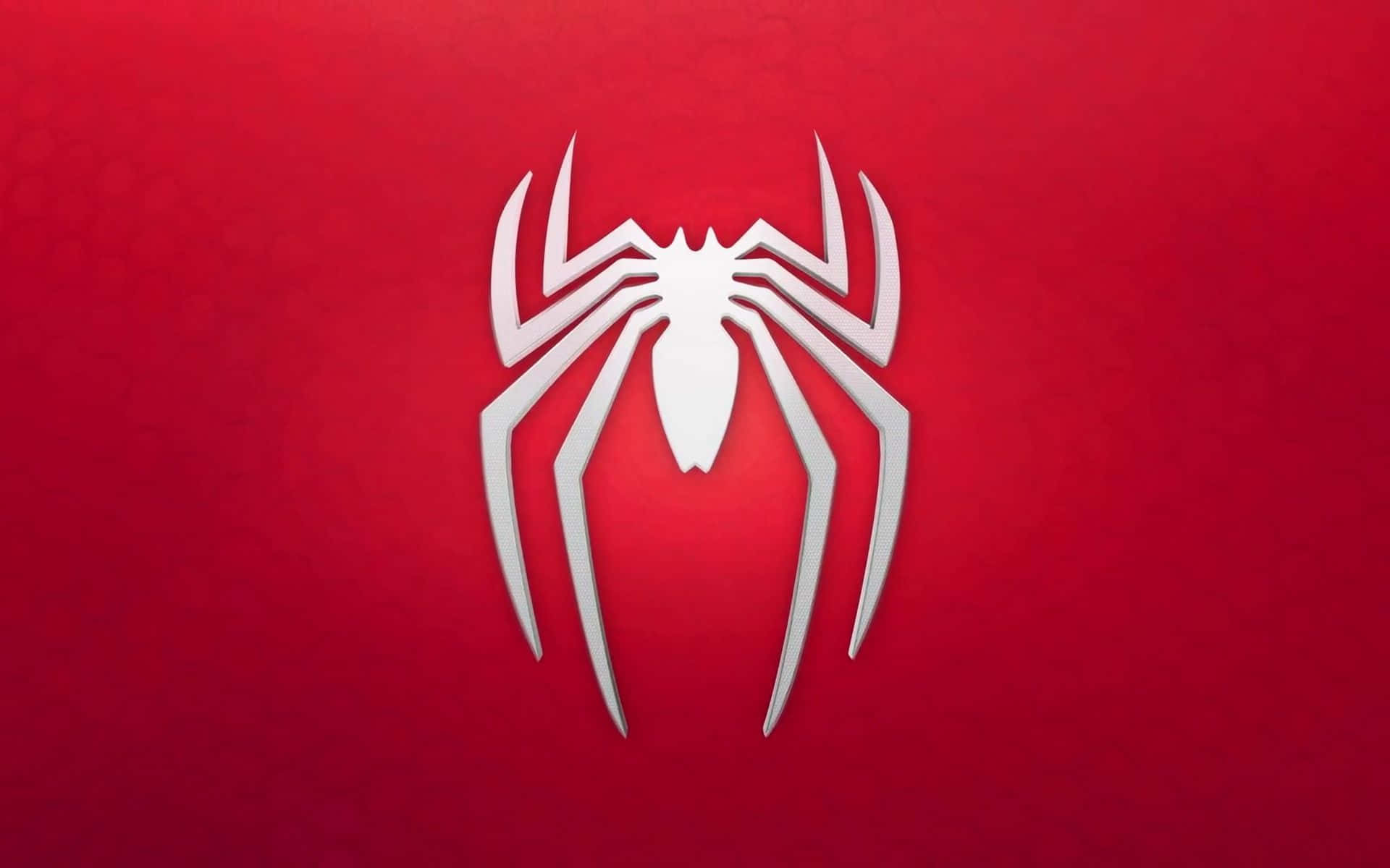 Spider Icon On A Solid Red Wallpaper