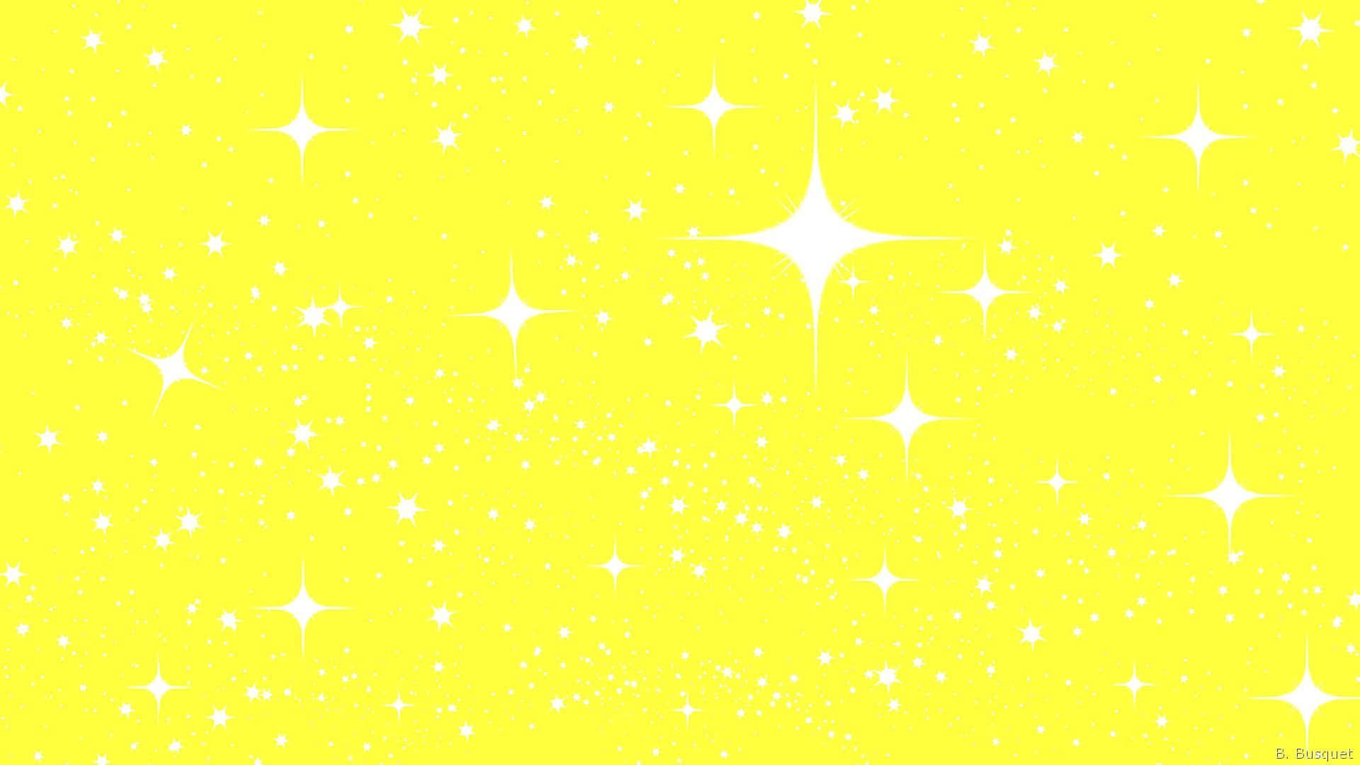 Unfondo Amarillo Con Estrellas Y Estrellas Blancas Fondo de pantalla