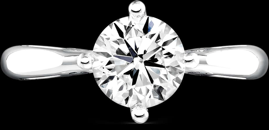Solitaire Diamond Engagement Ring PNG