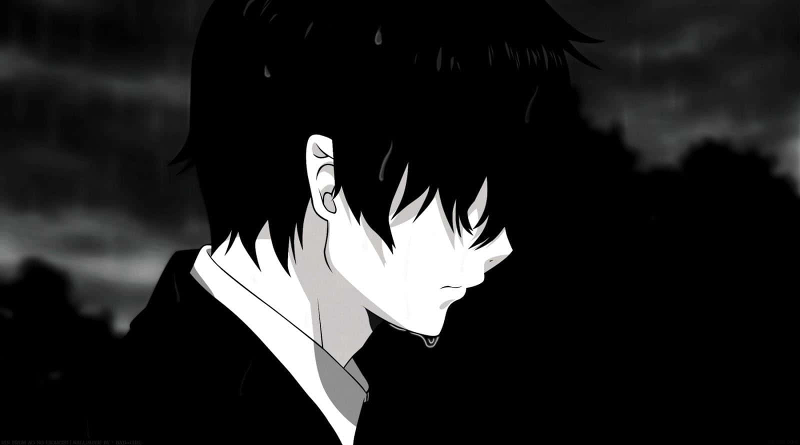 Solitary_ Anime_ Boy_in_ Darkness Wallpaper