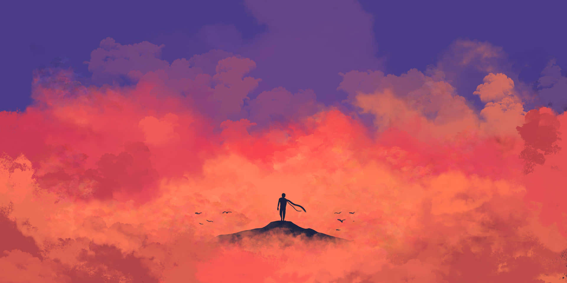 Solitary_ Figure_ Amidst_ Clouds Wallpaper
