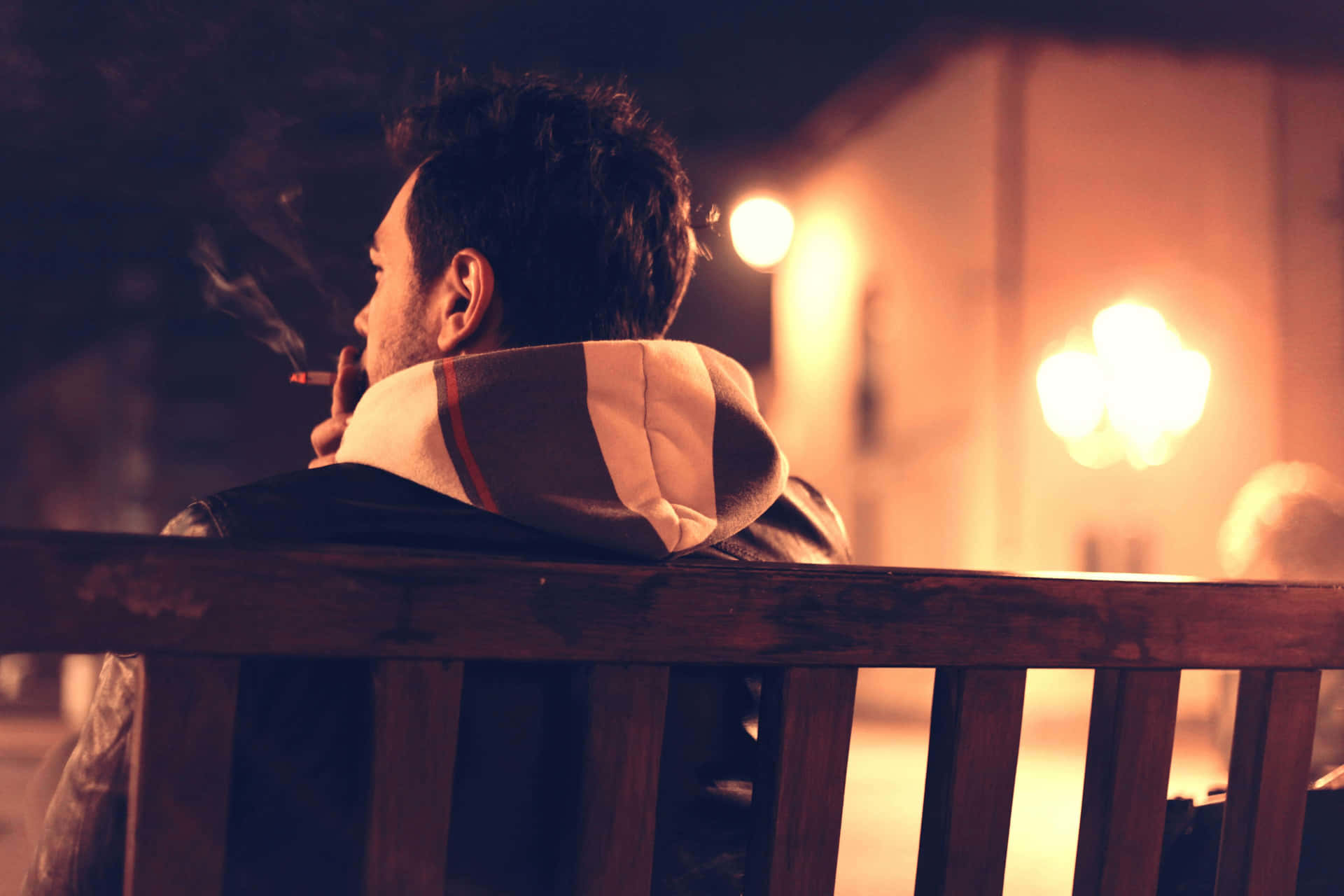 Solitary Man Smoking Wallpaper