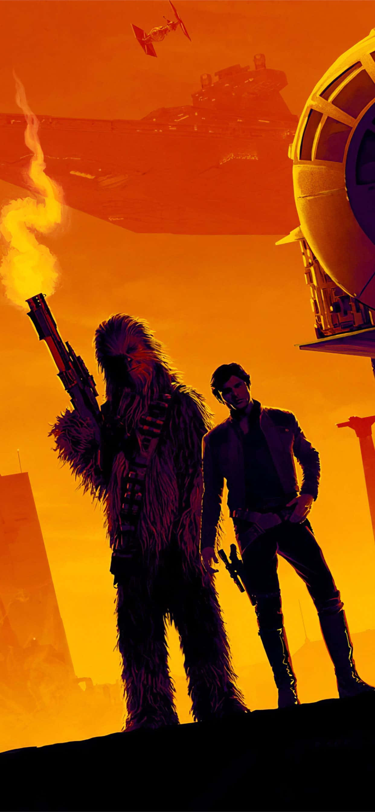Han Solo and Chewbacca in Solo: A Star Wars Story Wallpaper