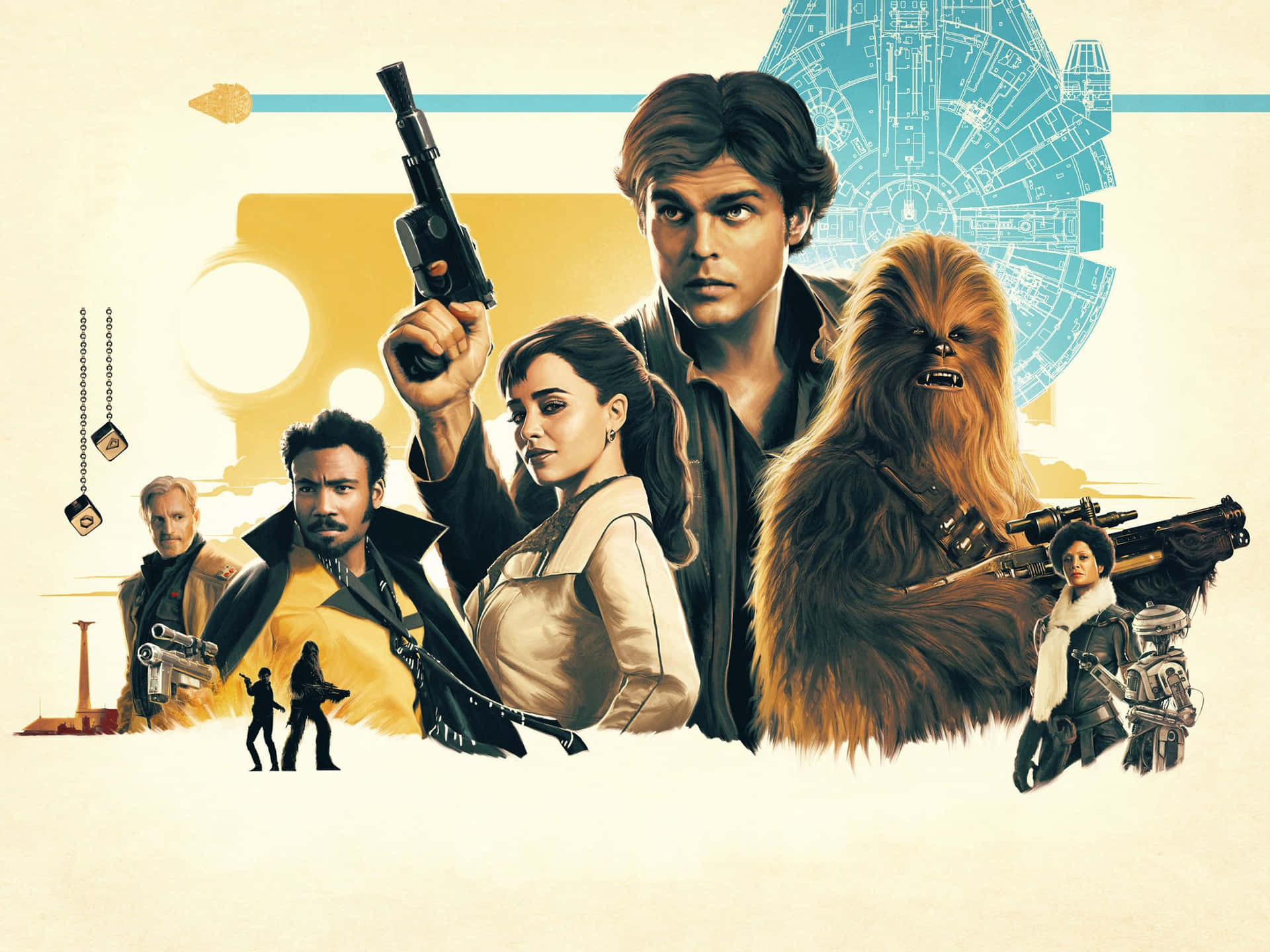 Han Solo and Chewbacca Embark on a New Adventure in Solo: A Star Wars Story Wallpaper