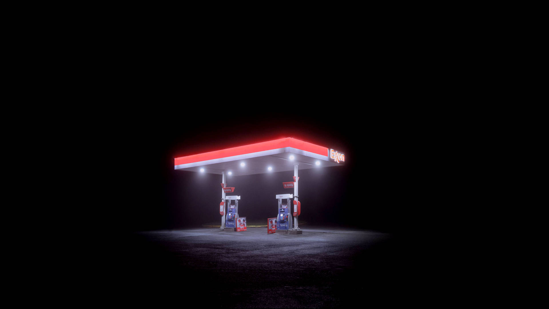 Solo Gas Station In Dark Place Wallpaper