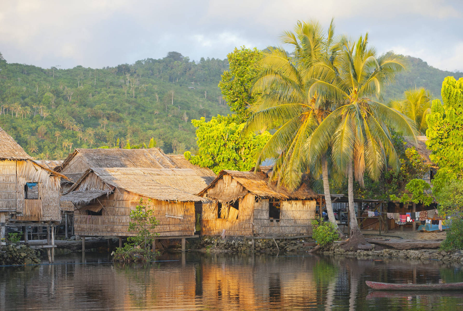 Solomon Islands Houses By The Sea Wallpaper