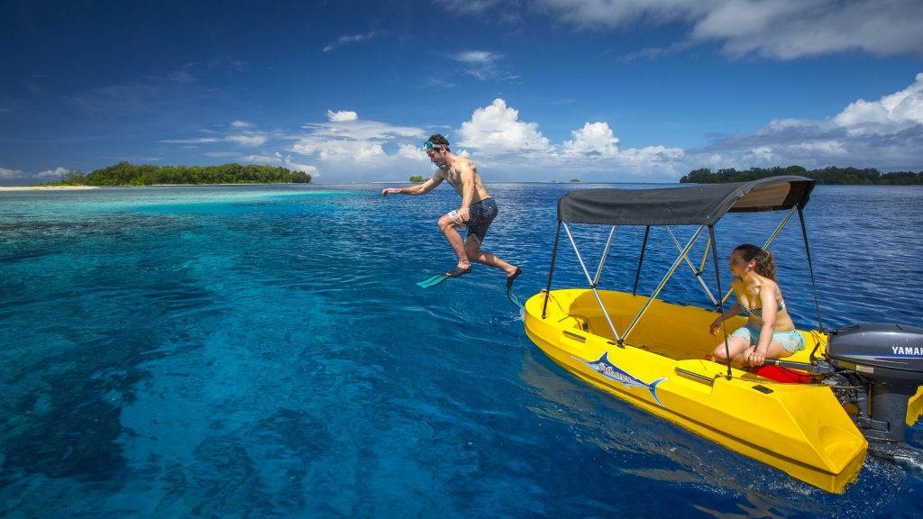 Solomon Islands Jumping In Sea Wallpaper