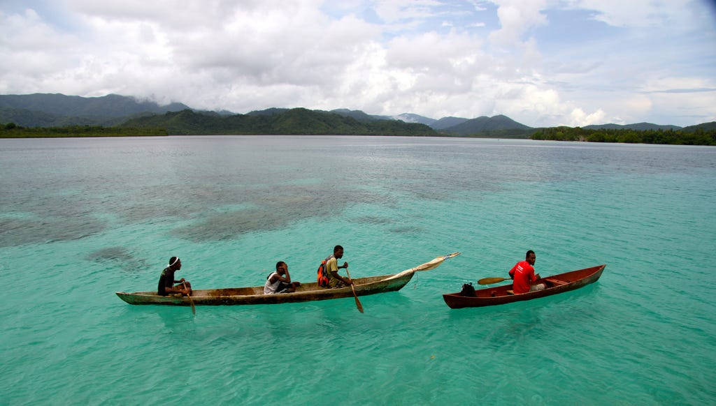 Solomon Islands People On Boat Wallpaper