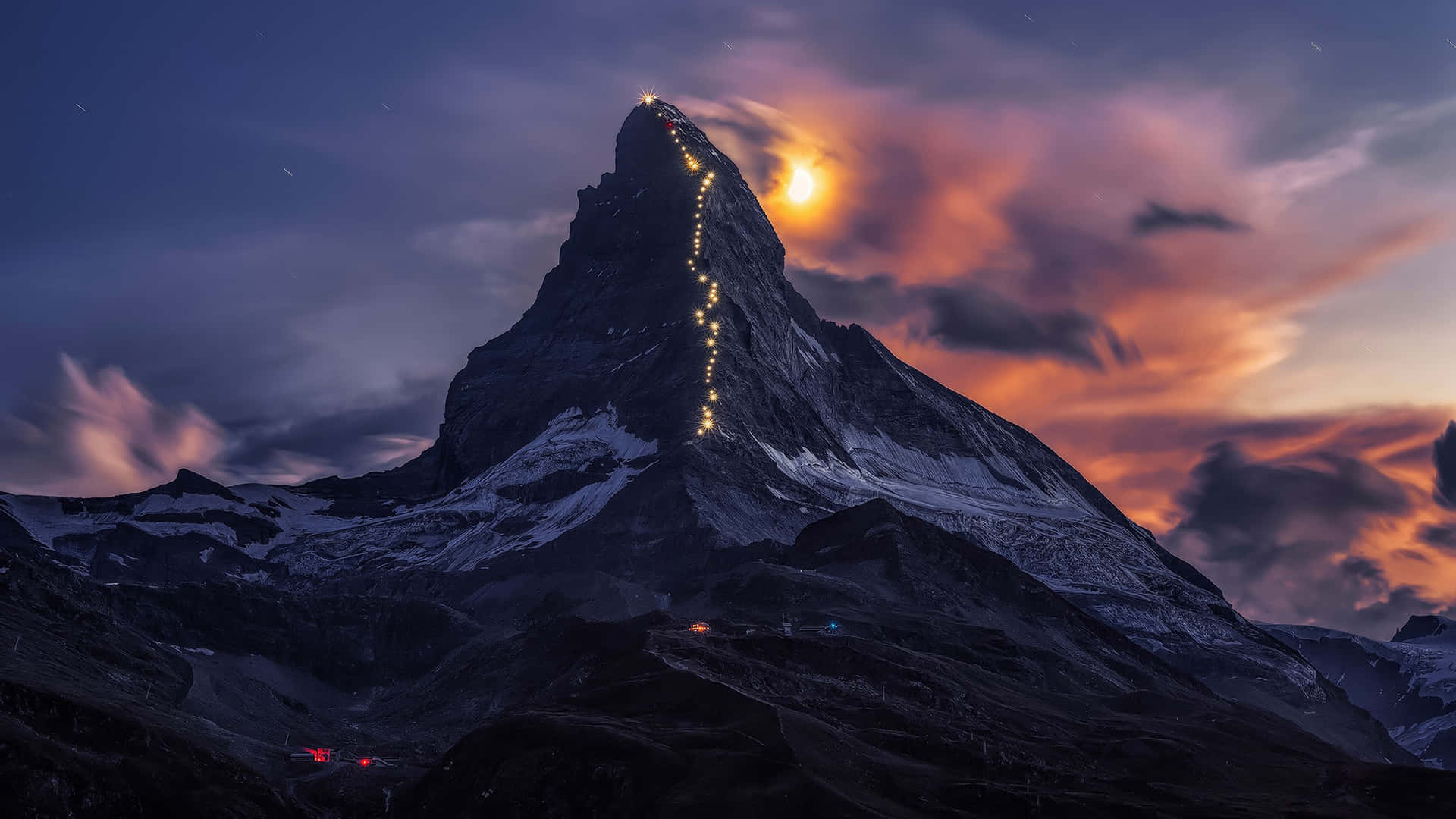Lucialimentate A Energia Solare Sulla Cresta Del Matterhorn. Sfondo