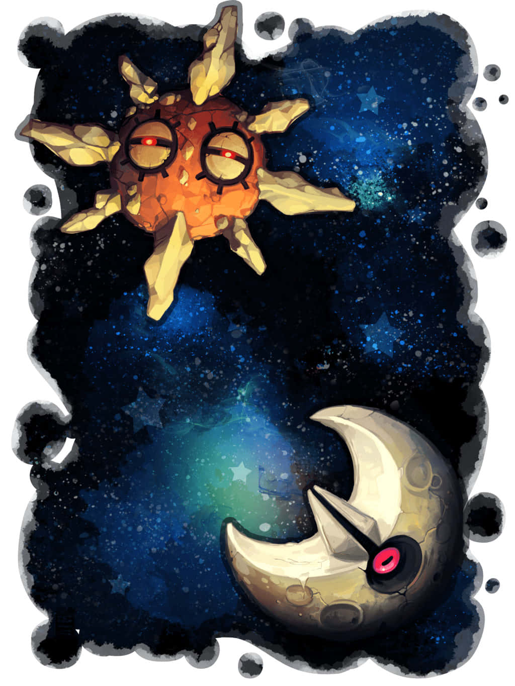 Solrock And Lunatone Space Pokemon Phone Wallpaper