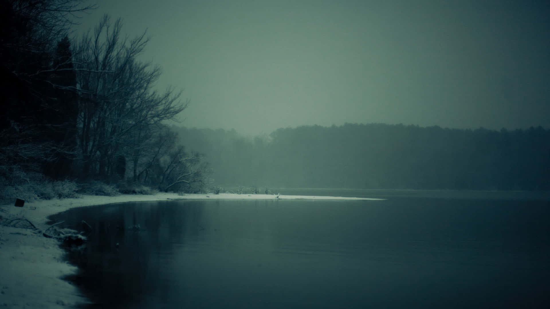 Somber And Starless Night In The Lake Wallpaper