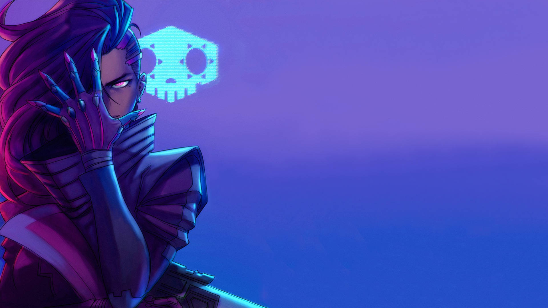 Join the hacker and activist known as Sombra and join the fight in the Overwatch universe. Wallpaper