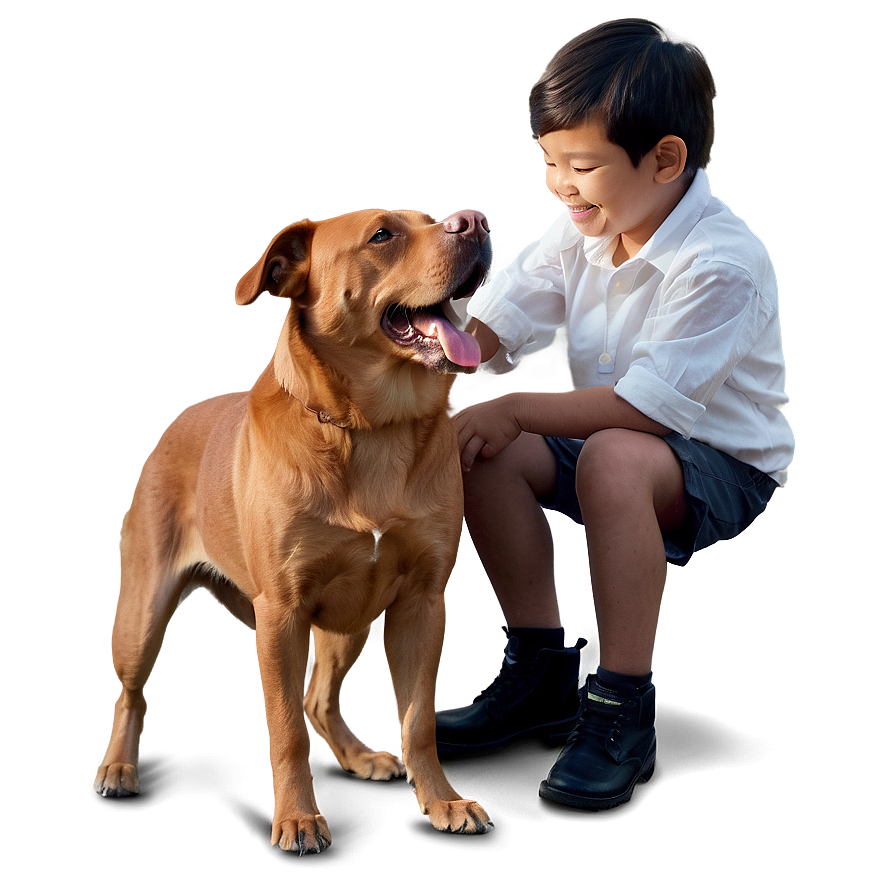 Son And Pet Dog Friendship Png 7 PNG