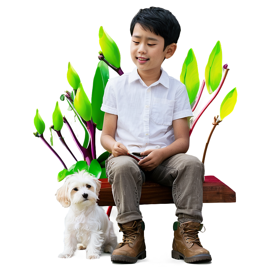 Son And Pet Dog Friendship Png Rxv PNG