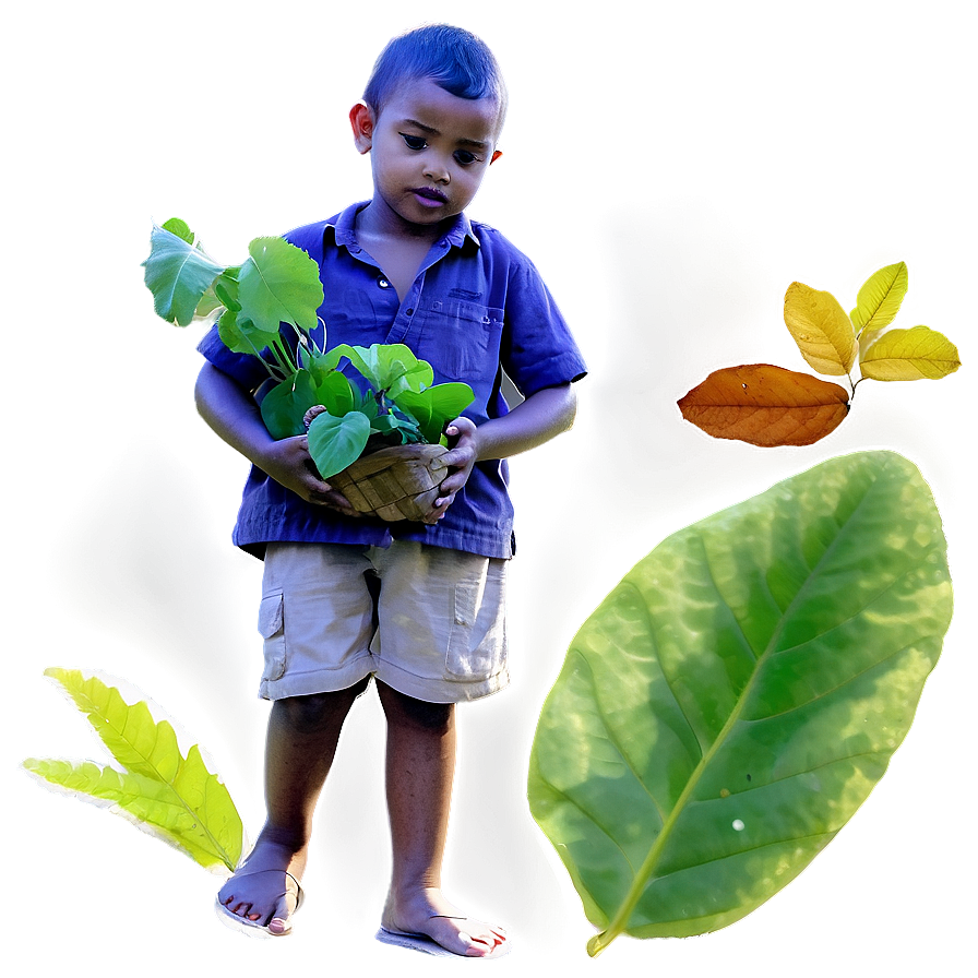 Son Collecting Leaves Png 06242024 PNG