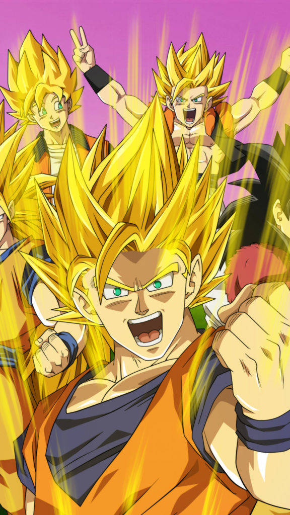Son Goku's sønner Dragon Ball Z Iphone baggrund: Se Goku og drengene kæmpe mod deres modstandere. Wallpaper