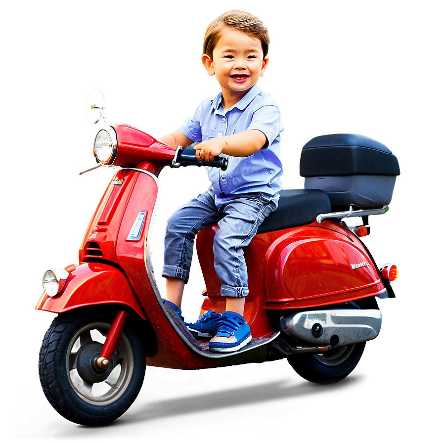 Son Riding Scooter Png Fsg PNG